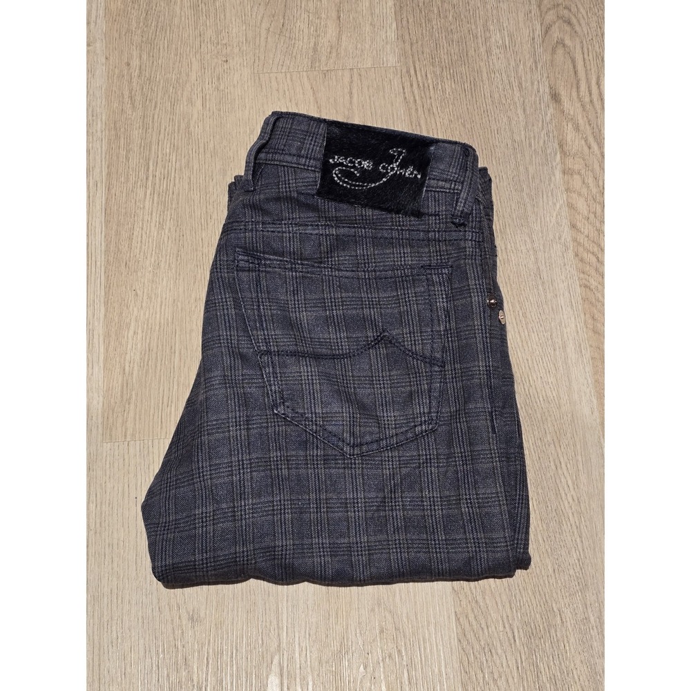 Jacob Cohen Type 620 Tailored Jeans Grey Glen Plaid Japanese Fabric Mens Italy